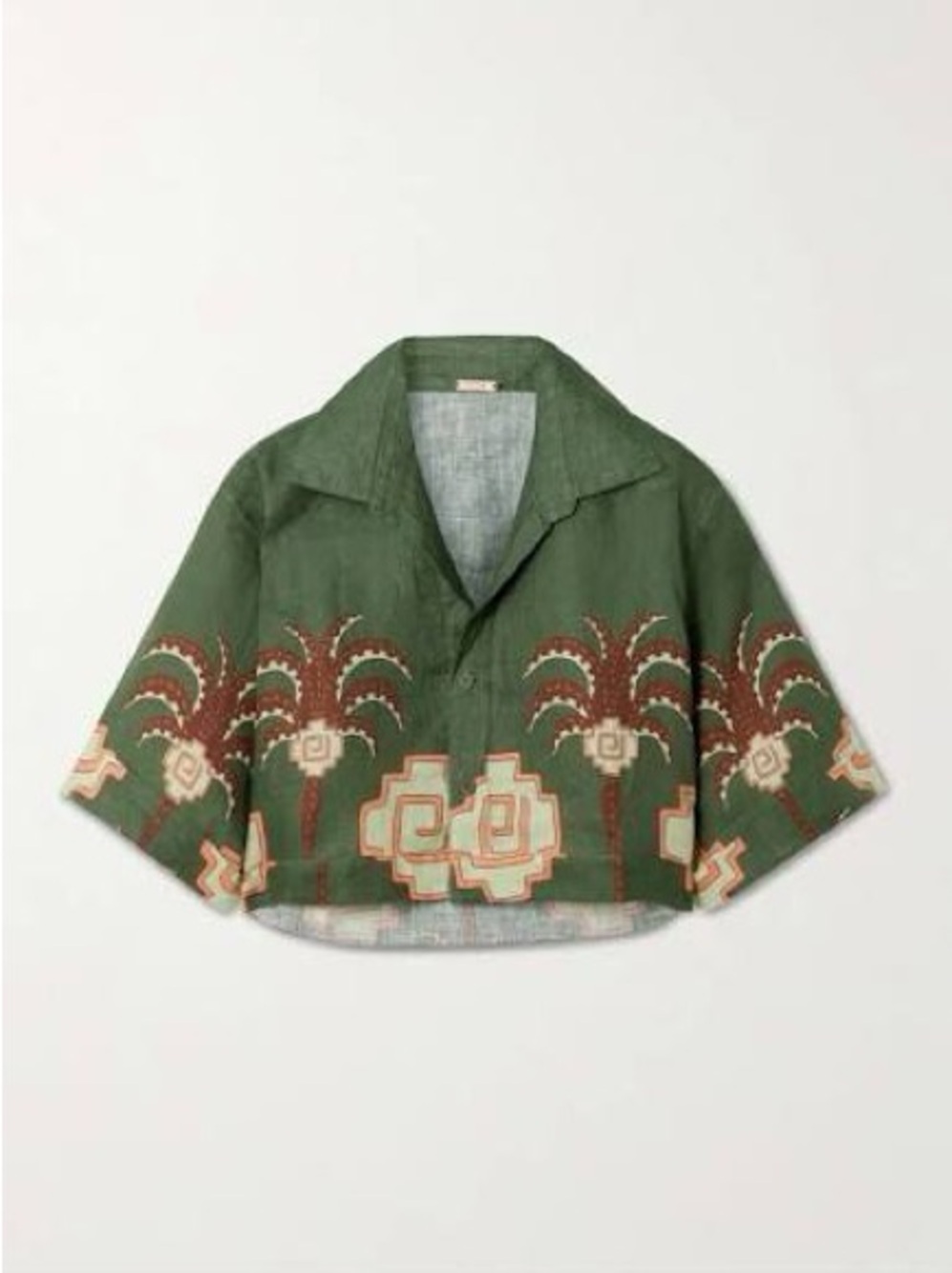 JOHANNA ORTIZ Colombian Tropical Cumbi Cropped Button-Down Shirt